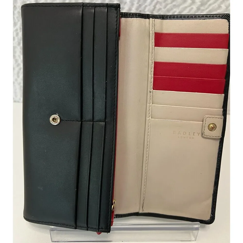 Radley London Heritage Lane black leather flapover wallet